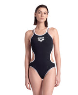 Arena Badpak One Double Cross Back One Piece Zwart-Wit-Zilver