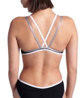Arena Badpak One Double Cross Back One Piece Zwart-Wit-Zilver