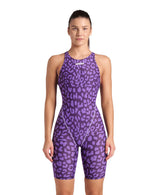 Arena Wedstrijdbadpak Powerskin ST Next Open Back Leopard Paars