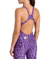 Arena Wedstrijdbadpak Powerskin ST Next Open Back Leopard Paars