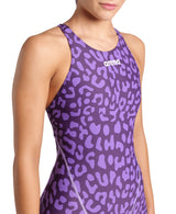 Arena Wedstrijdbadpak Powerskin ST Next Open Back Leopard Paars