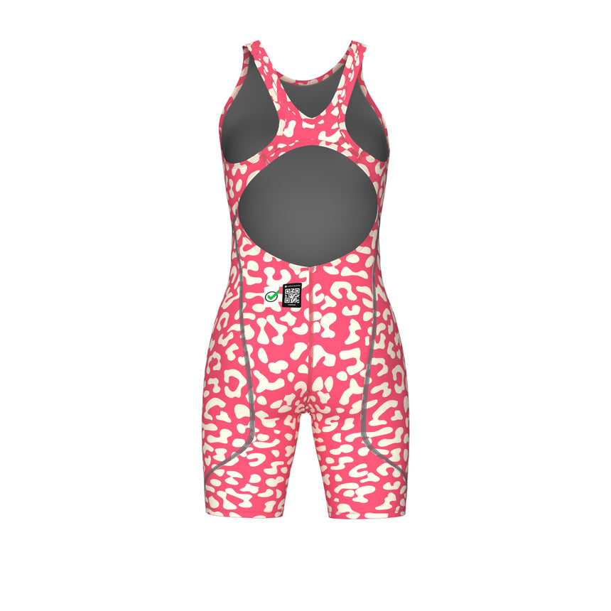 Arena Wedstrijdbadpak Powerskin ST Next Open Back Leopard Roze