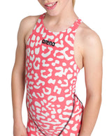 Arena Meisjes Wedstrijdbadpak Powerskin ST Next Open Back Leopard Roze