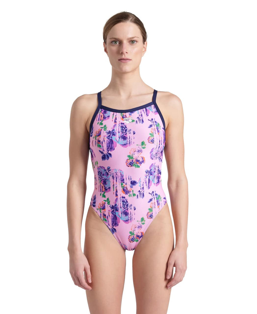 Arena W Rose Texture Swimsuit Xcross Back multi Pink-Navy
