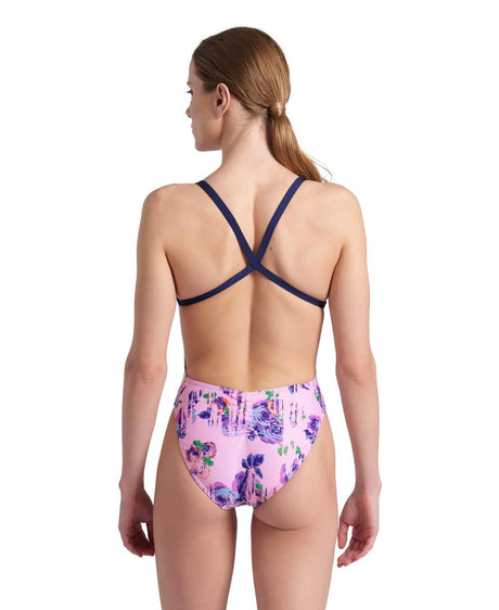 Arena W Rose Texture Swimsuit Xcross Back multi Pink-Navy