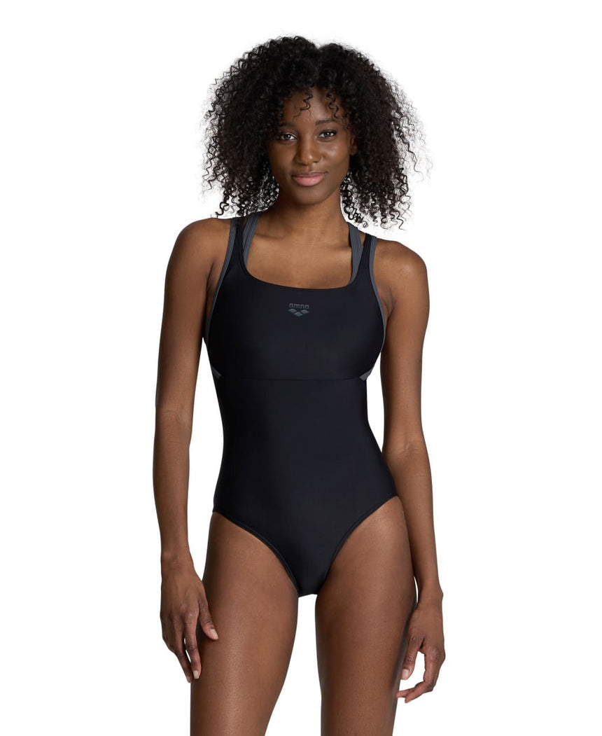 Arena Badpak Solid Control HI Power Back Zwart-Asfalt