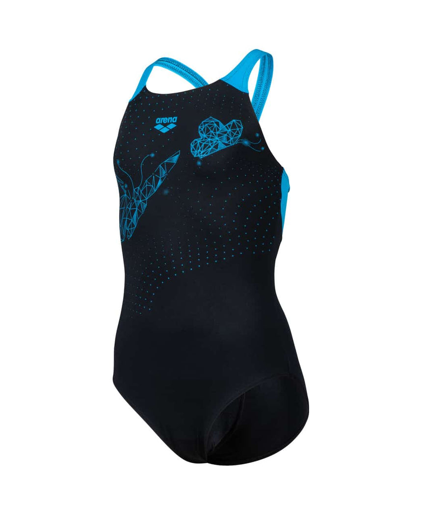Arena G Butterfly V Back Black-Turquoise