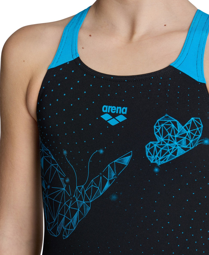 Arena G Butterfly V Back Black-Turquoise
