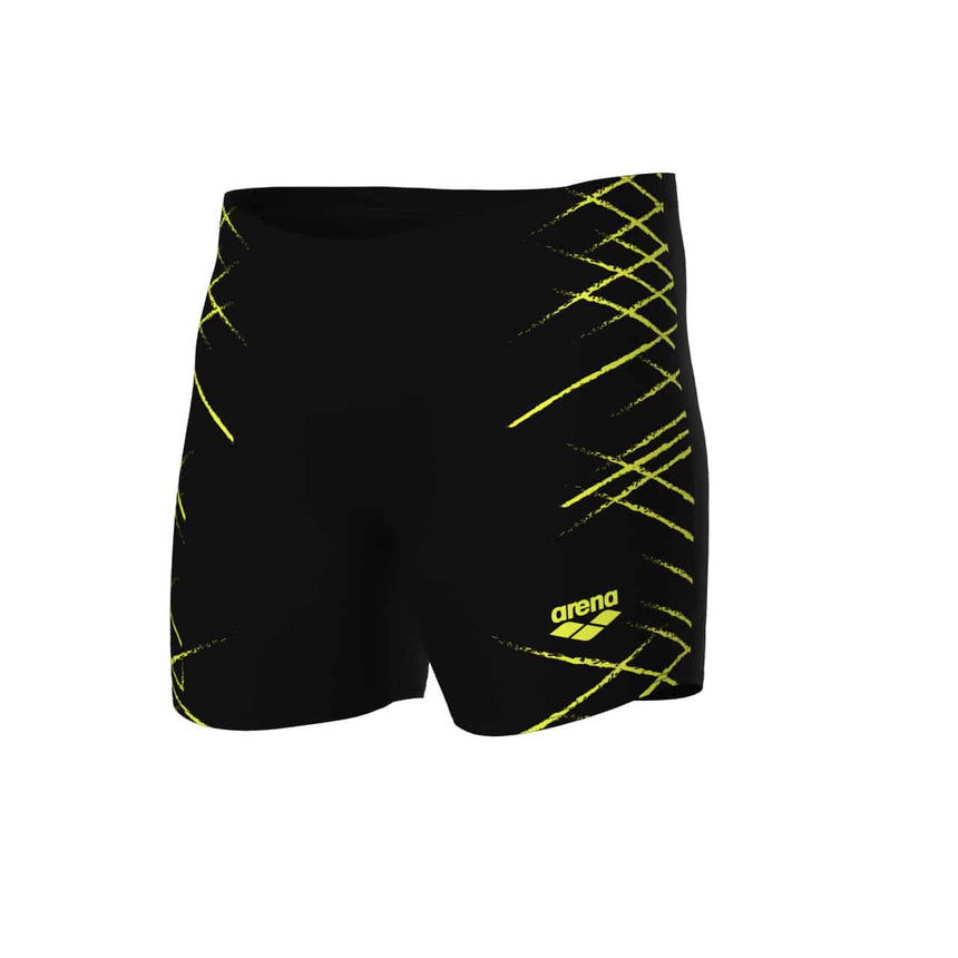 Arena M Straight Lines Swim Mid Jammer Black-Soft Green
