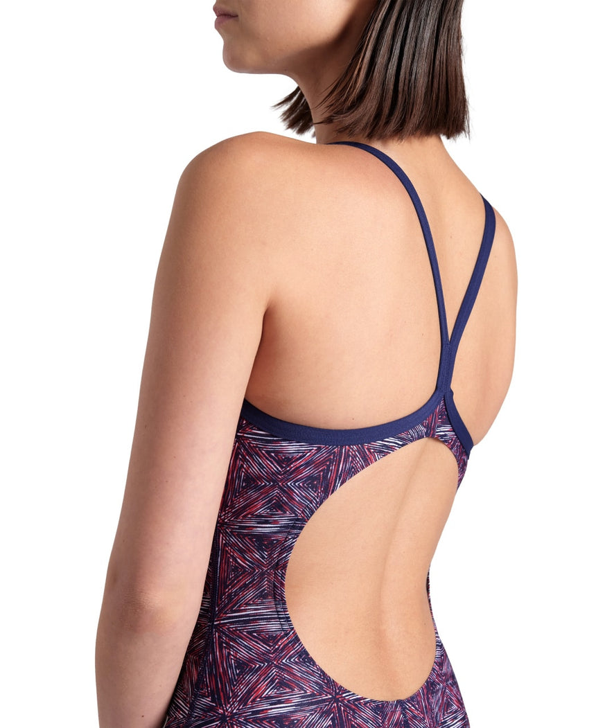 Arena W Abstract Tiles Swimsuit Lightdrop Navy-Red-White-Blue