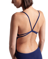 Arena W Multi Stripes Swimsuit Lace Back Navy-White-Red