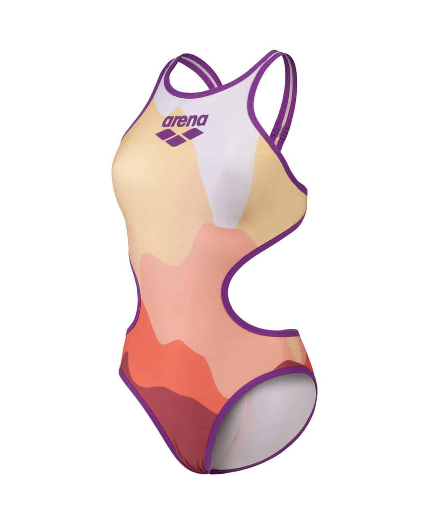 Arena Womens One Morning Light Swimsuit Tech Back Purple-Rose