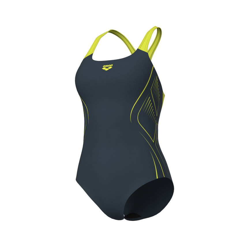 Arena W Reflecting Swimsuit Swim Pro Back asphalt-soft Green