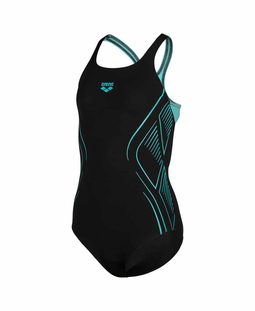 Arena Meisjes Badpak Reflecting Swim Pro Back Zwart-Water