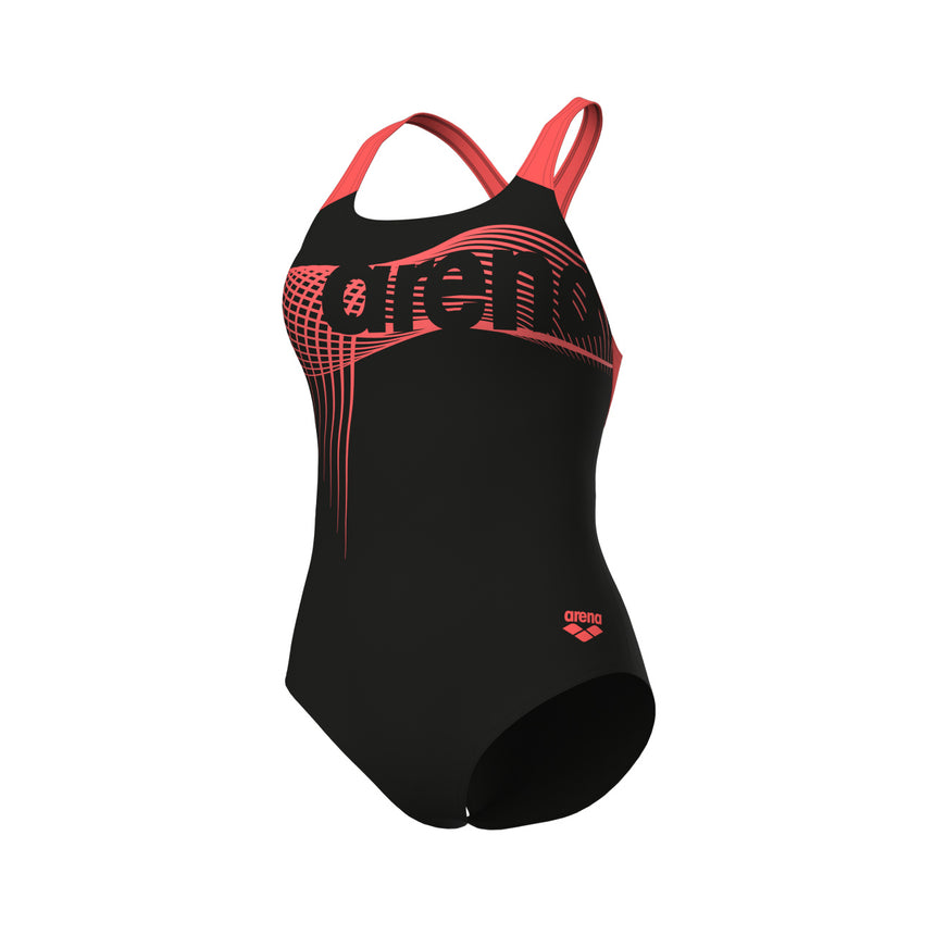 Arena Badpak Wake Swim Pro Back Zwart-Kalypso Koraal