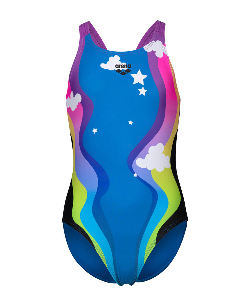 Arena Meisjes Badpak In The Clouds V Back L Blauw China-Violet