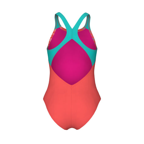 Arena Meisjes Badpak Pastime V Back Kalypso Koraal-Water