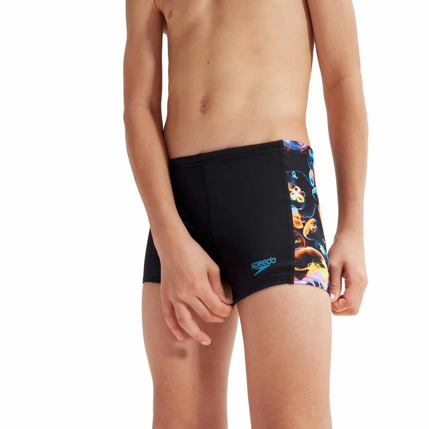Speedo Boys Digital Panel Aquashort Black/Hypersonic Blue/Volcanic Orange/Lumo Green/Fluo Tiger