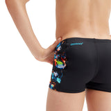 Speedo Boys Digital Panel Aquashort Black/Hypersonic Blue/Volcanic Orange/Lumo Green/Fluo Tiger