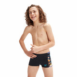 Speedo Boys Digital Panel Aquashort Black/Hypersonic Blue/Volcanic Orange/Lumo Green/Fluo Tiger