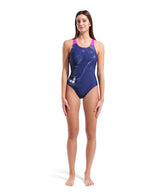 Arena Women's Foliage V Back Swimsuit angled front model view