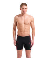Arena Men's Graphic Mid Swim Jammer black red front model view