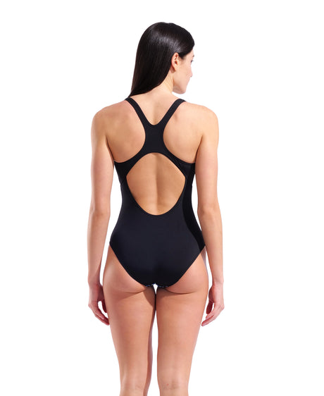 Arena Women's Peacock Swim Pro Back Swimsuit blue green back model view