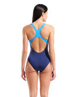 Arena Women's Jellyfish Swim Pro Back Swimsuit blue navy back model view