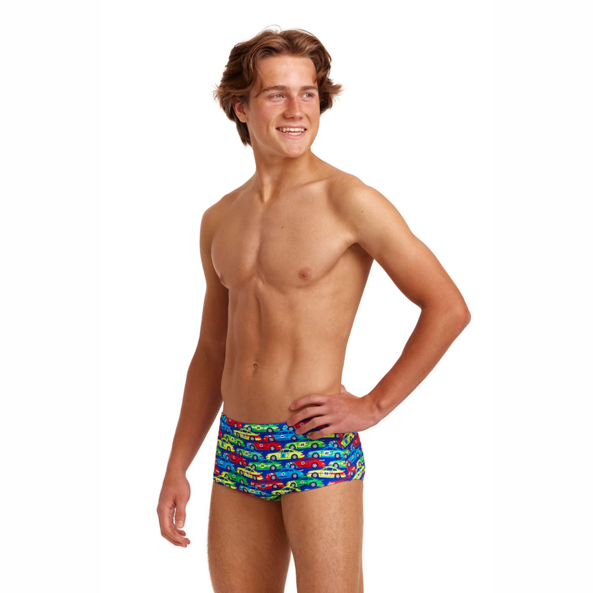 Funky Trunks Boys Swim Trunks Sidewinder Car Stacker