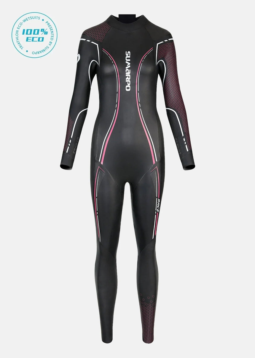 Sumarpo Damen Wetsuit Race Eco Schwarz/Rosa/Weiß