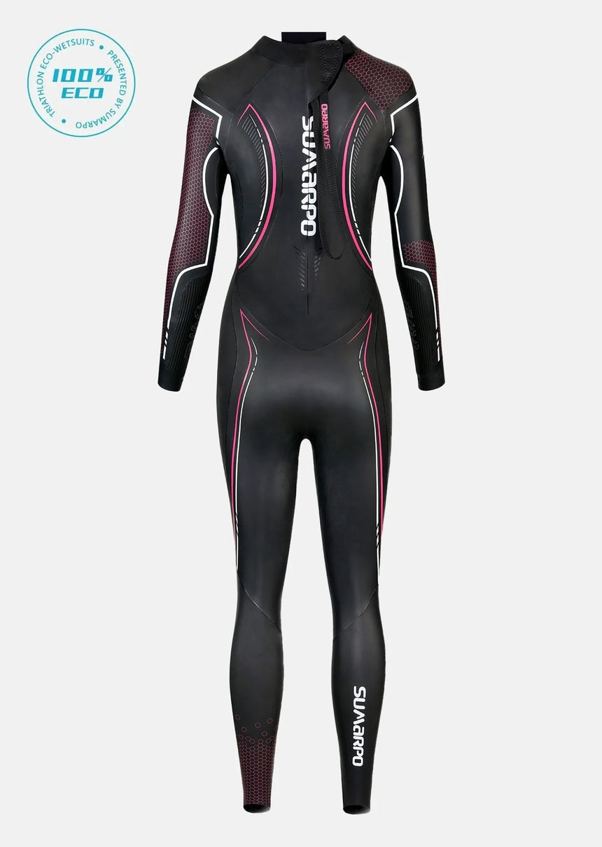 Sumarpo Damen Wetsuit Race Eco Schwarz/Rosa/Weiß