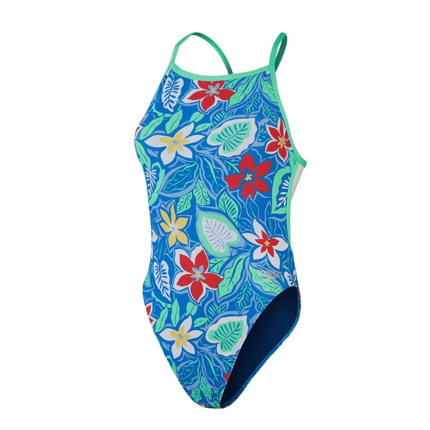 Speedo Womens Allover Digital Vback Bondi Blue/Fake Green/White/Risk Red