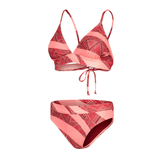 Speedo Womens Printed Banded Triangle Bikini Set Oxblood/Soft Coral