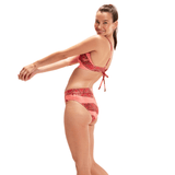 Speedo Womens Printed Banded Triangle Bikini Set Oxblood/Soft Coral