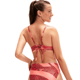 Speedo Womens Printed Banded Triangle Bikini Set Oxblood/Soft Coral