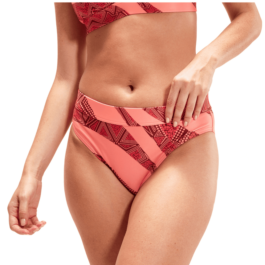 Speedo Womens Printed Banded Triangle 2 Piece Oxblood/Soft Coral