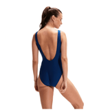 Speedo Womens Swimsuit Logo Deep U-Back Ammonite Blue/White