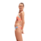 Speedo Womens Printed Logo Volley 2 Piece Miami Lilac/Soft Coral/White