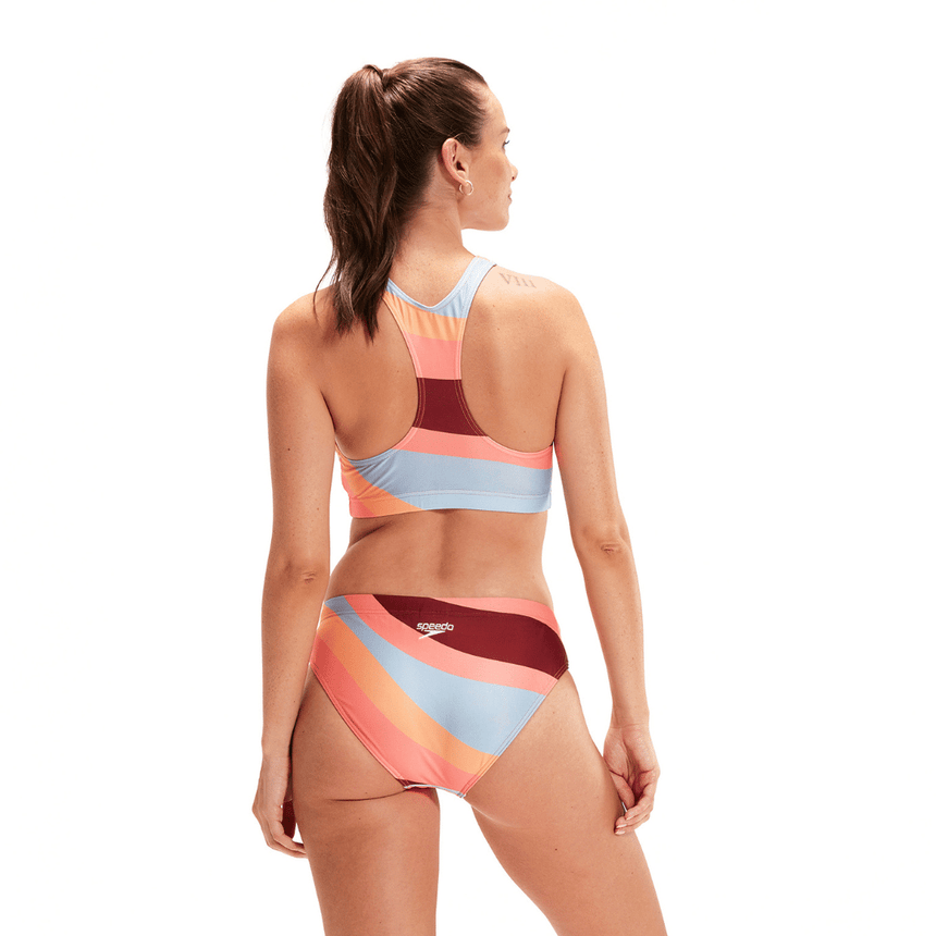 Speedo Womens Printed Logo Volley 2 Piece Miami Lilac/Soft Coral/White