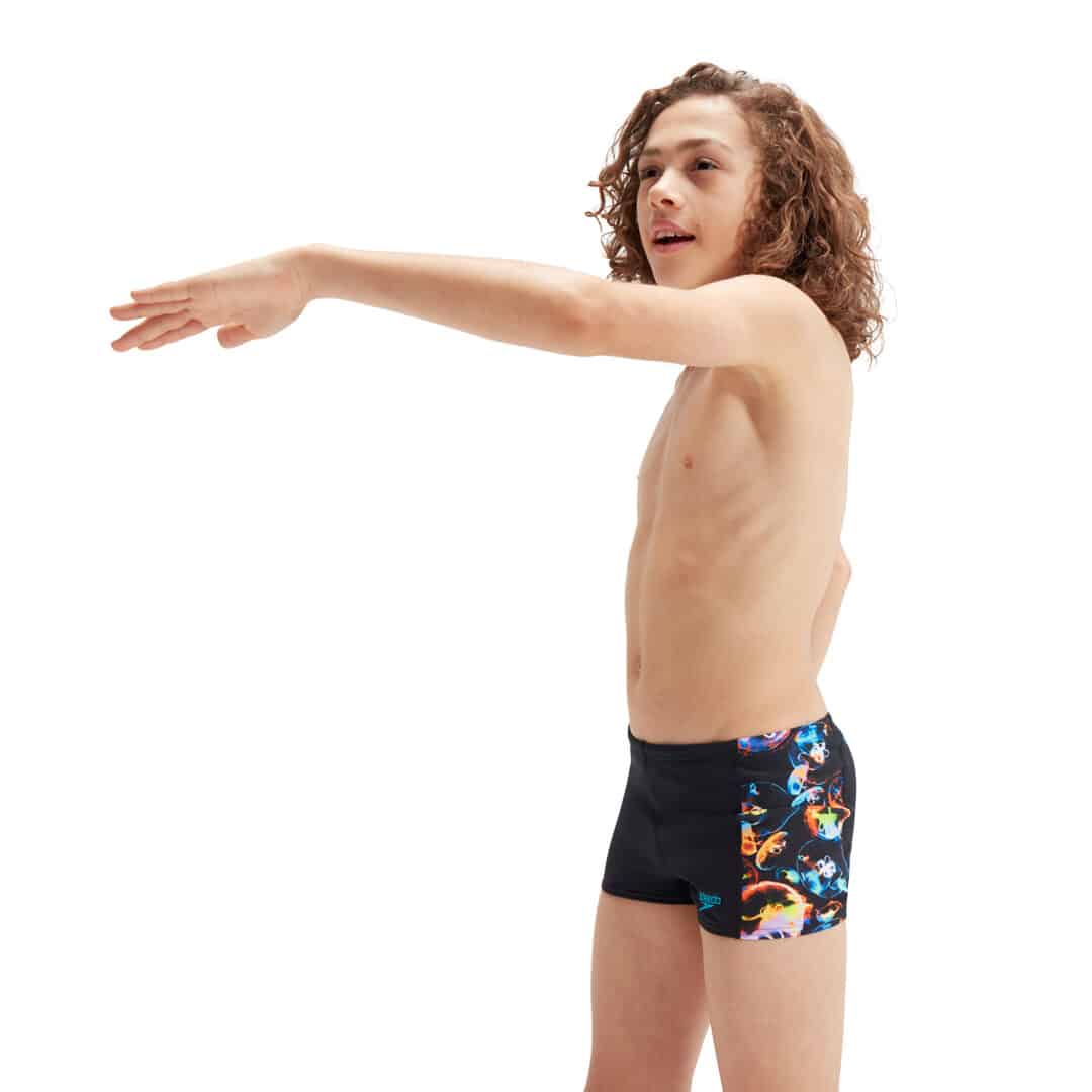 Speedo Boys Digital Panel Aquashort Black/Hypersonic Blue/Volcanic Orange/Lumo Green/Fluo Tiger