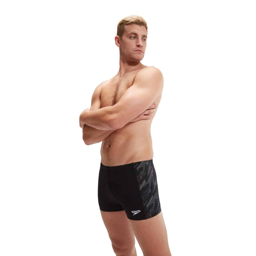 Speedo Mens Hyperboom Panel Aquashort Black/USA Charcoal/White
