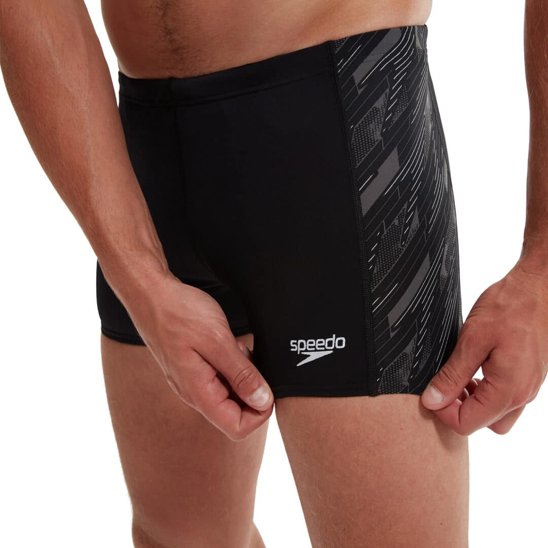 Speedo Mens Hyperboom Panel Aquashort Black/USA Charcoal/White