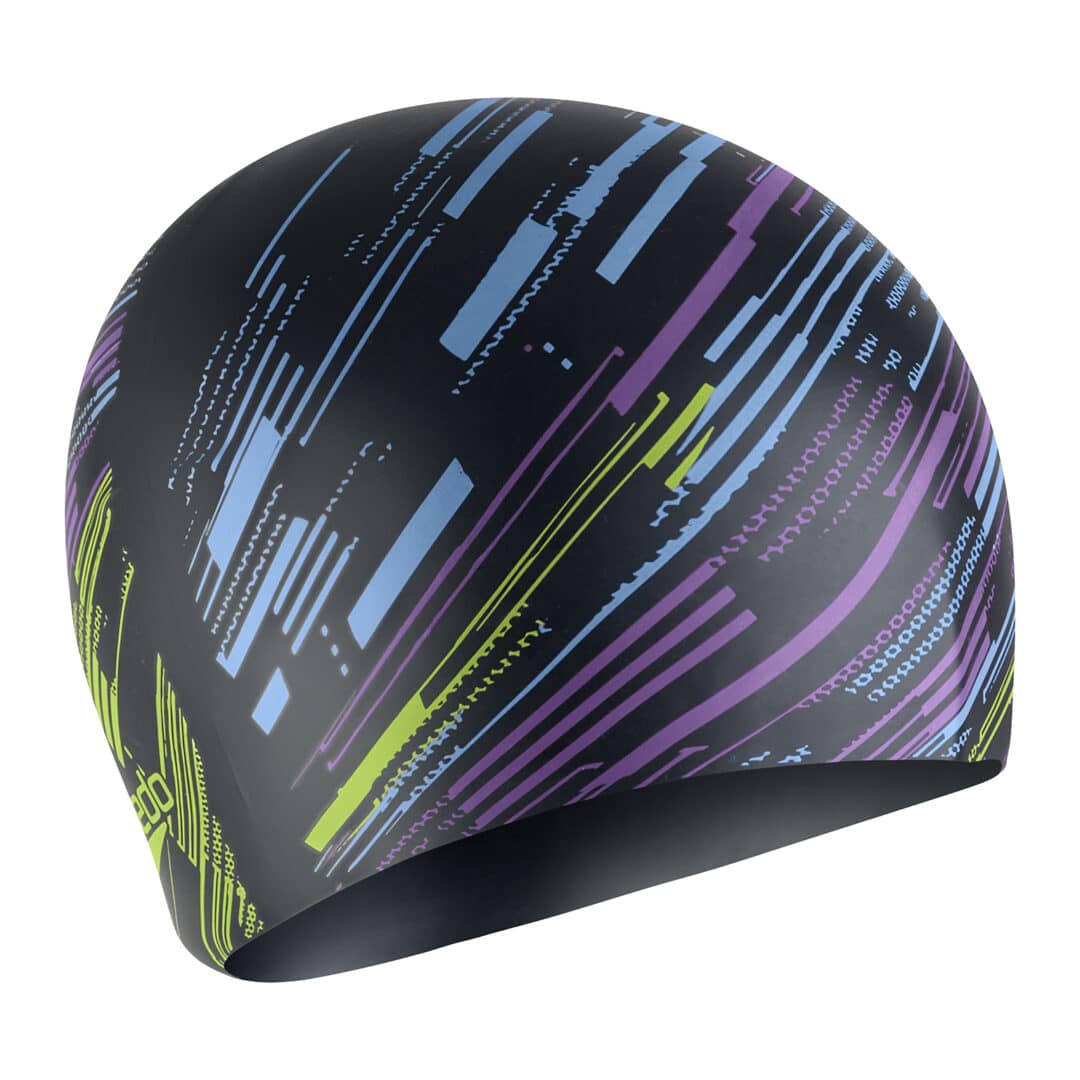 Speedo Reversible Moulded Silicone Cap Black/Curious Blue/Lemon Drizzle