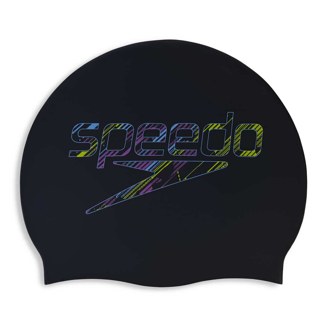Speedo Reversible Moulded Silicone Cap Black/Curious Blue/Lemon Drizzle