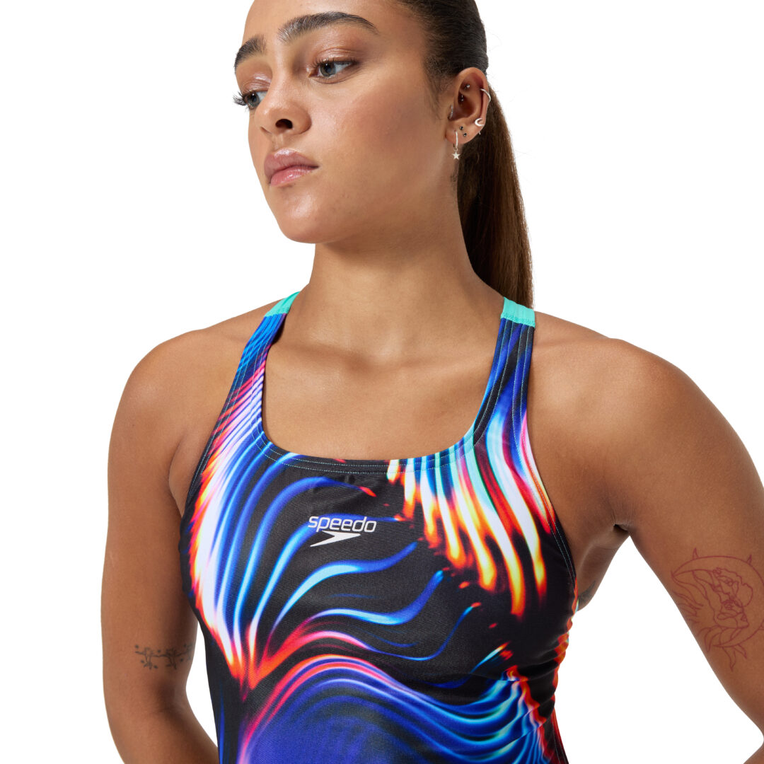 Speedo Badpak Allover Printed Leaderback Zwart / Blauw