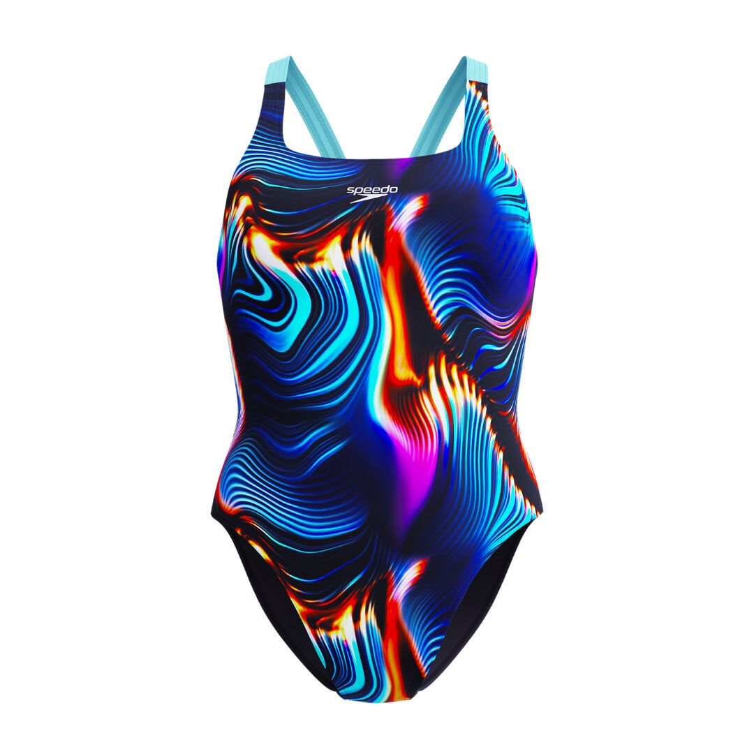 Speedo Badpak Allover Printed Leaderback Zwart / Blauw