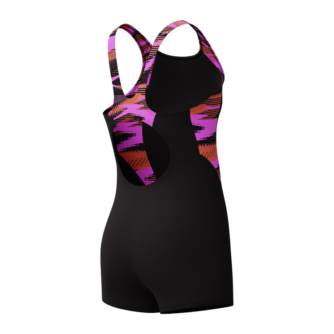 Speedo Mädchen Badeanzug mit Bein HyperBoom Splice Schwarz / Lila