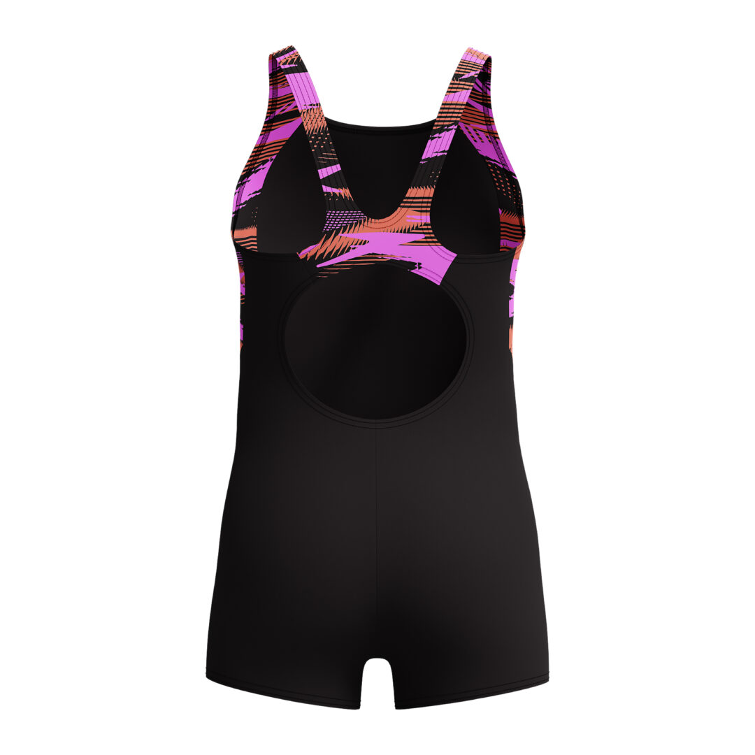 Speedo Mädchen Badeanzug mit Bein HyperBoom Splice Schwarz / Lila