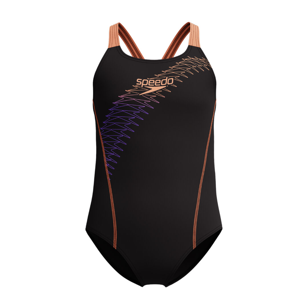 Speedo Meisjes Badpak Medley Logo Medalist Zwart/Oranje