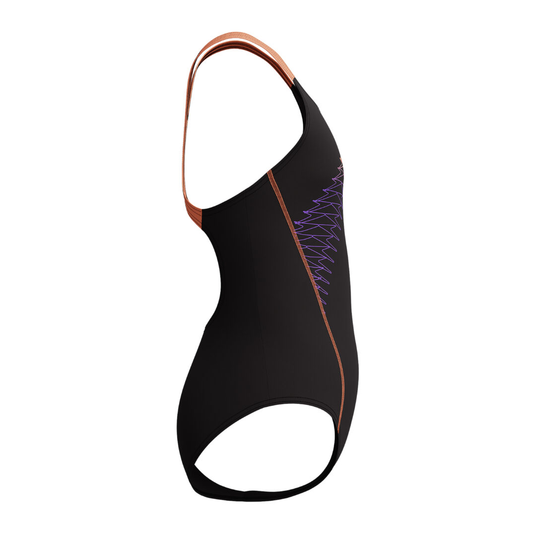 Speedo Meisjes Badpak Medley Logo Medalist Zwart/Oranje